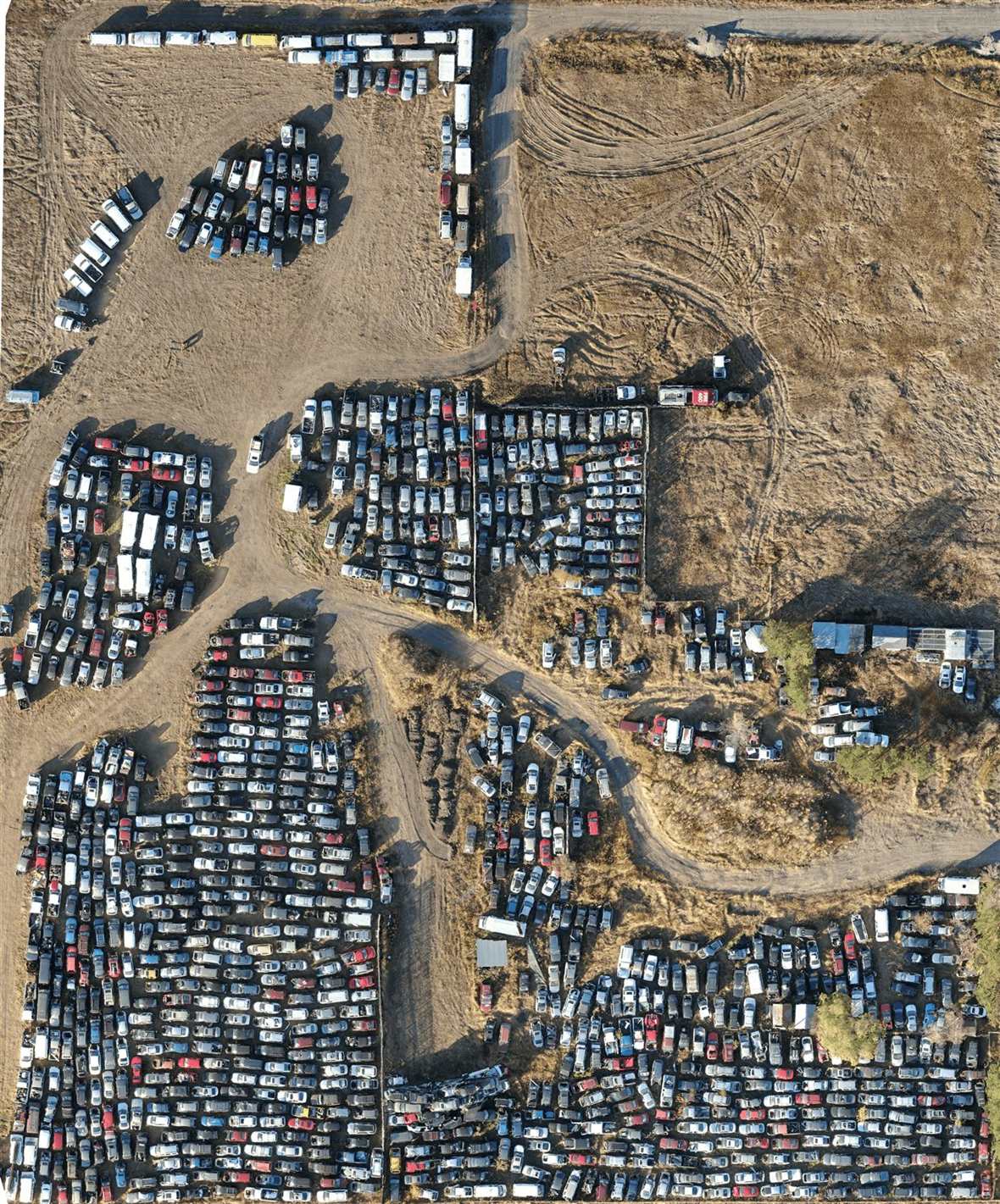 Crisp drone overlay of the same salvage yard on RecycleIQ